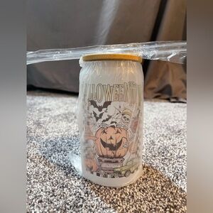 Halloween town Glass with reusable straw! Brand new!